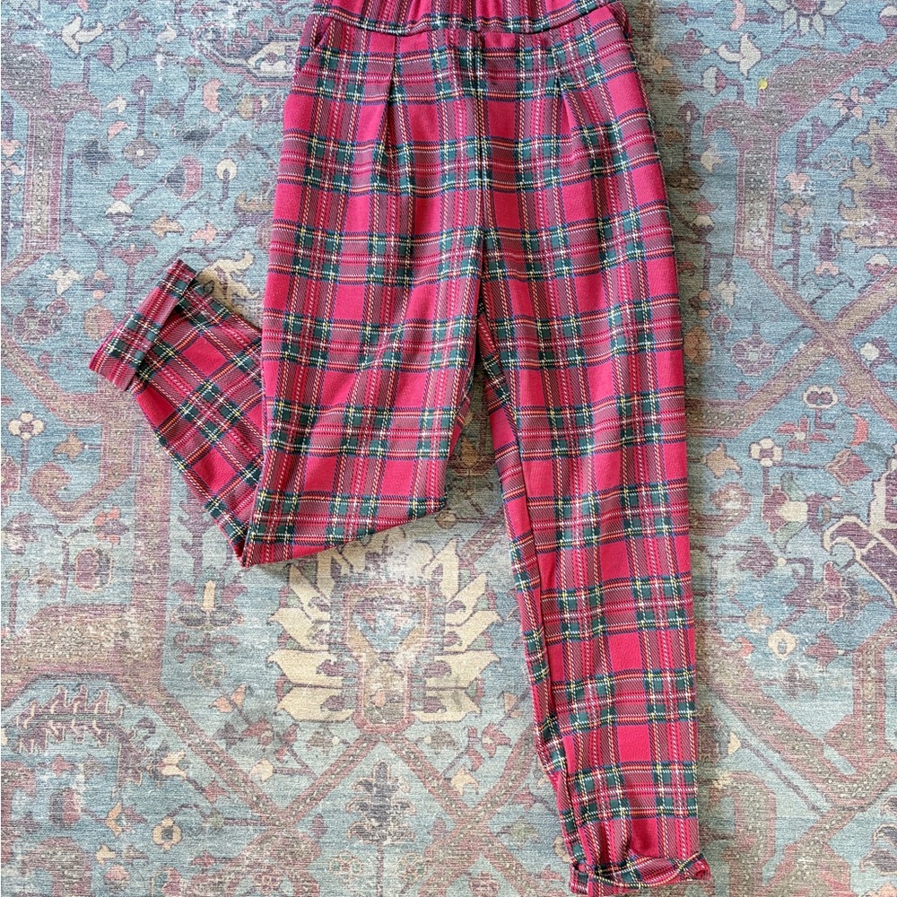 Revamped Vibrant Red Plaid Trousers